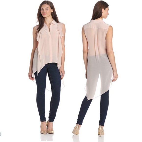 BCBGMaxAzria Kaley Silk Cascade Back Button Up Top - Picture 8 of 8